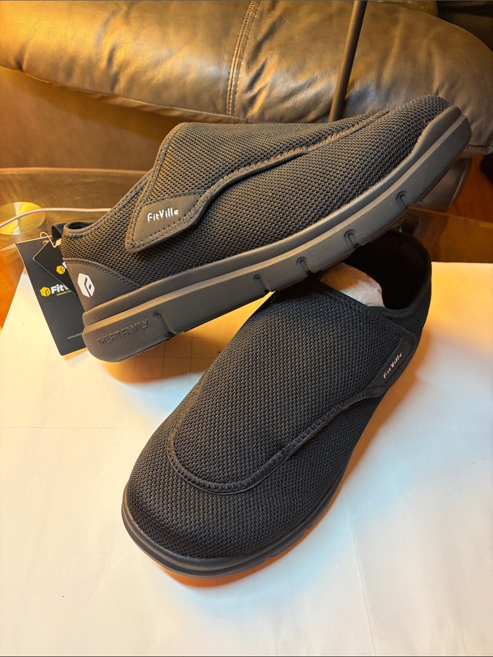 FitVille Diabetic Shoes for Men Extra Wide Slip-on Shoes for Swollen Size 14EEW
